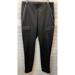 Zara Black Faux Leather High-Waisted Slim Fit Pants With Silver Button Detailing